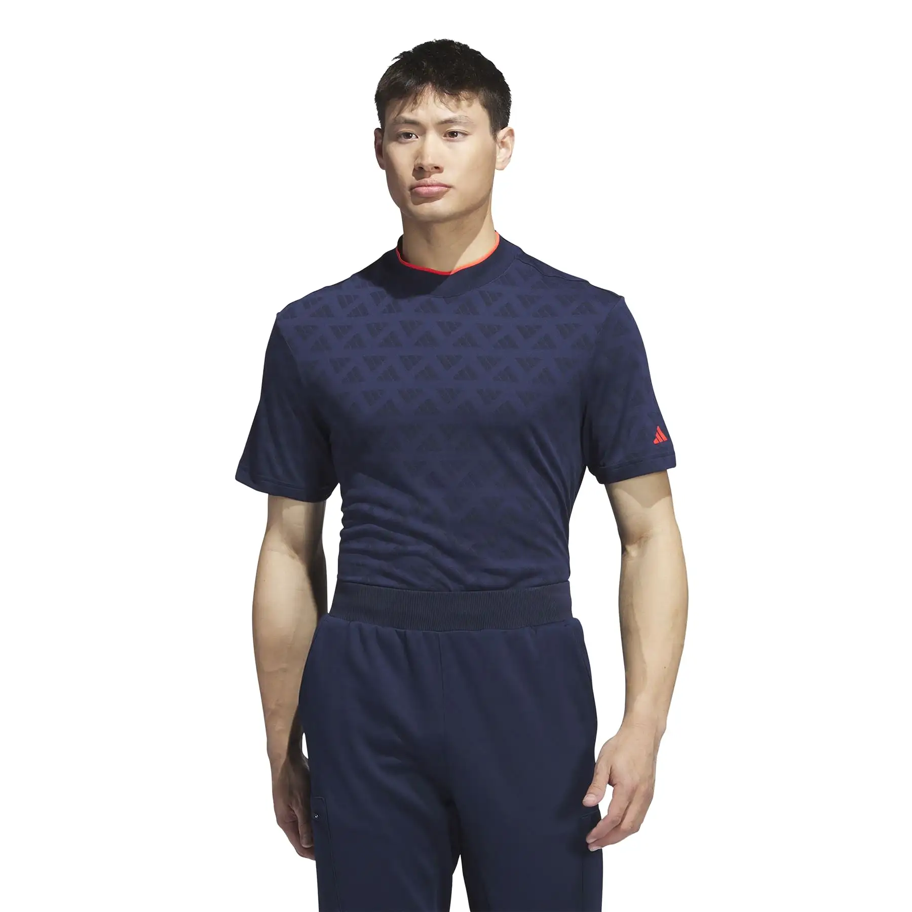 Adi Mock Neck Jacquard Polo Black/Collegiate Navy - W23