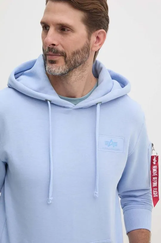 Alpha Industries sweatshirt men's blue color hooded with a print