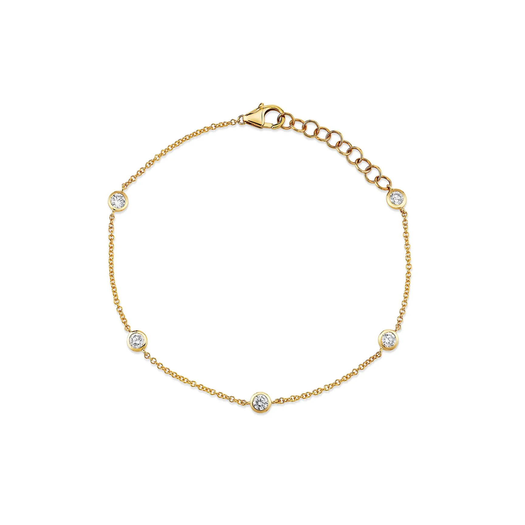 Always On Bezel Bracelet - White Diamond / 14k Yellow Gold