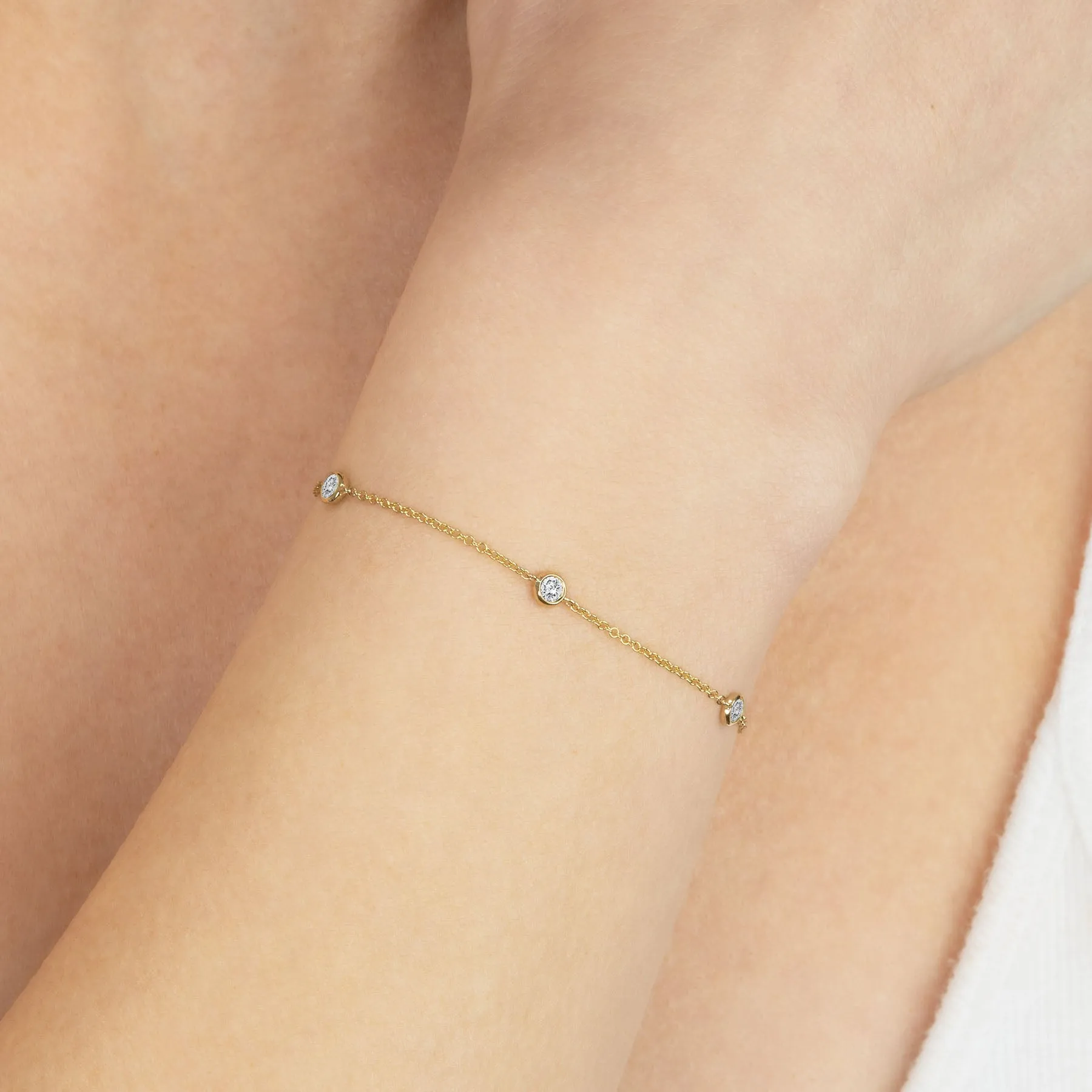 Always On Bezel Bracelet - White Diamond / 14k Yellow Gold