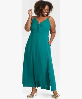 Ava & Viv Women's Slit Maxi Dress - Ava & Viv™ Teal Green 1X