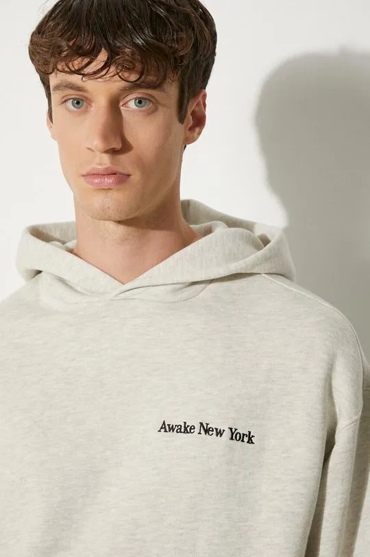 Awake NY cotton sweatshirt Serif Hoodie men's gray color hooded SP24-HD003