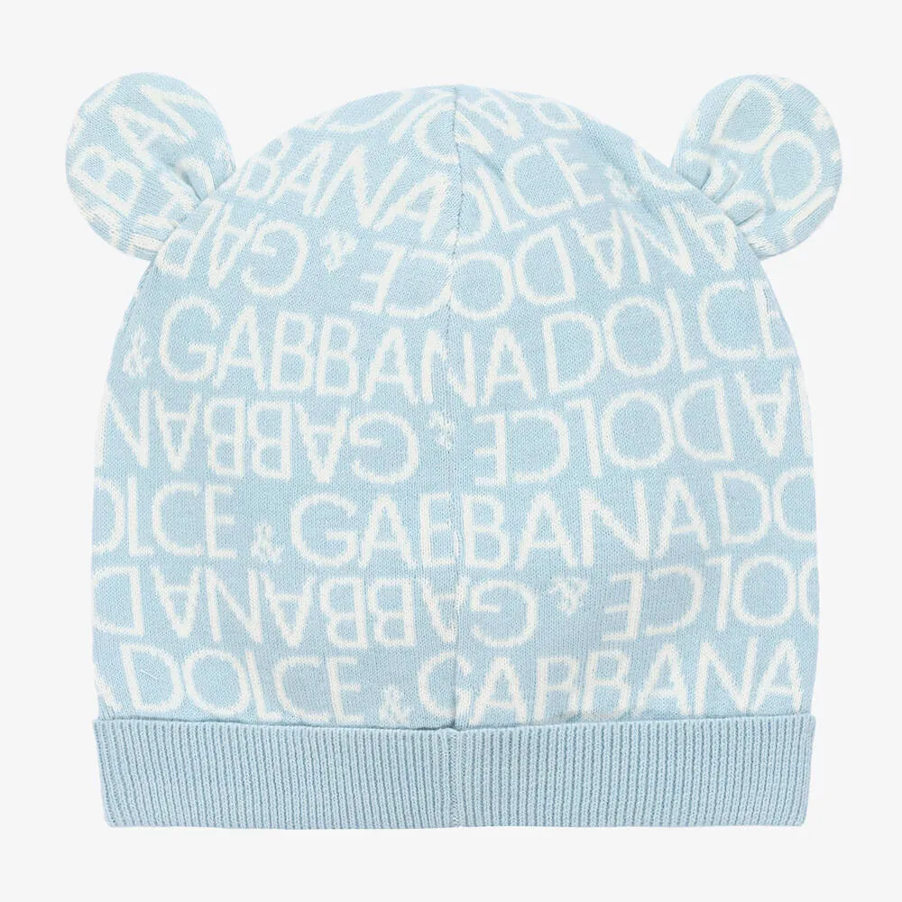 Baby Boys Blue Cotton & Cashmere Hat