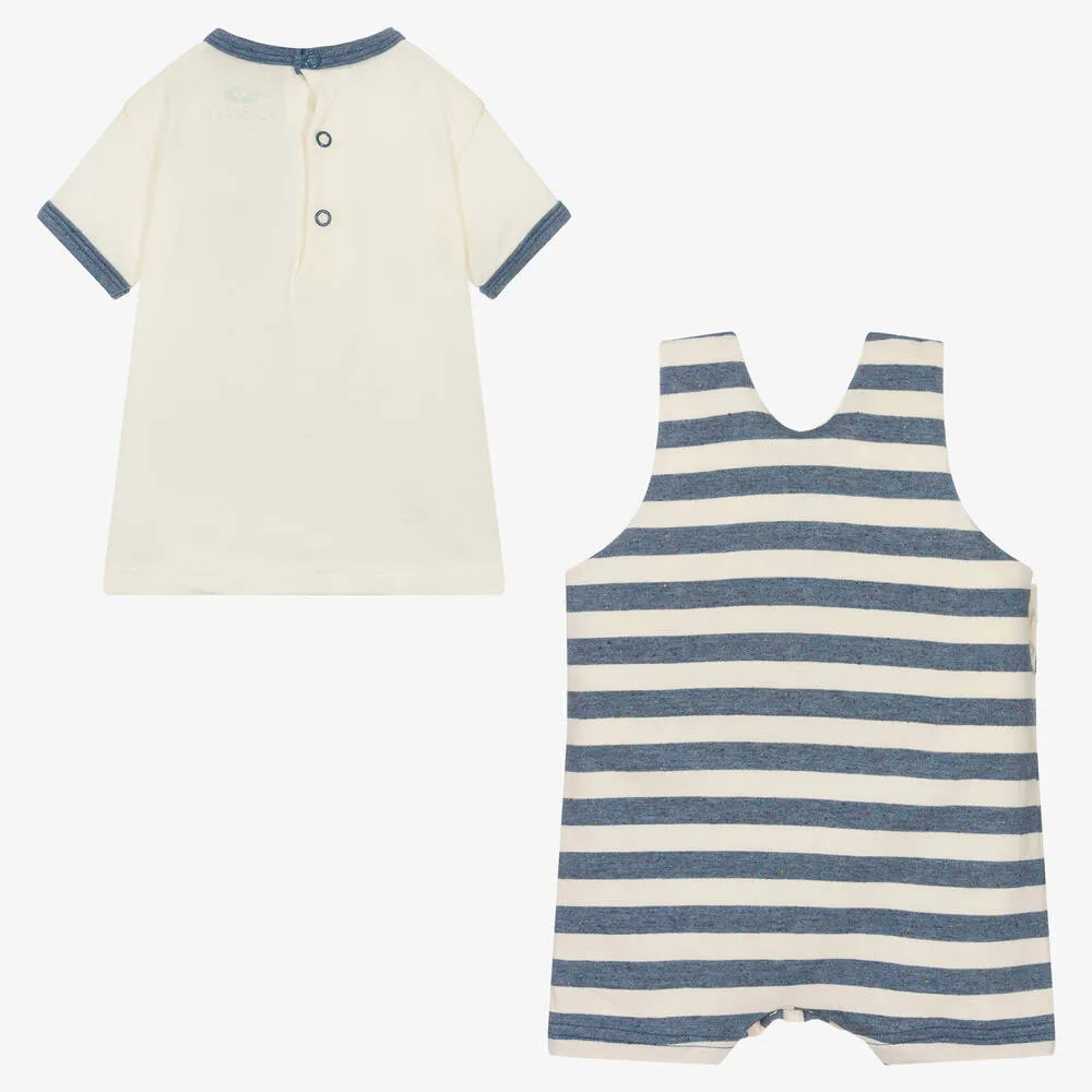 Baby Boys Blue Striped Cotton Shorts Set