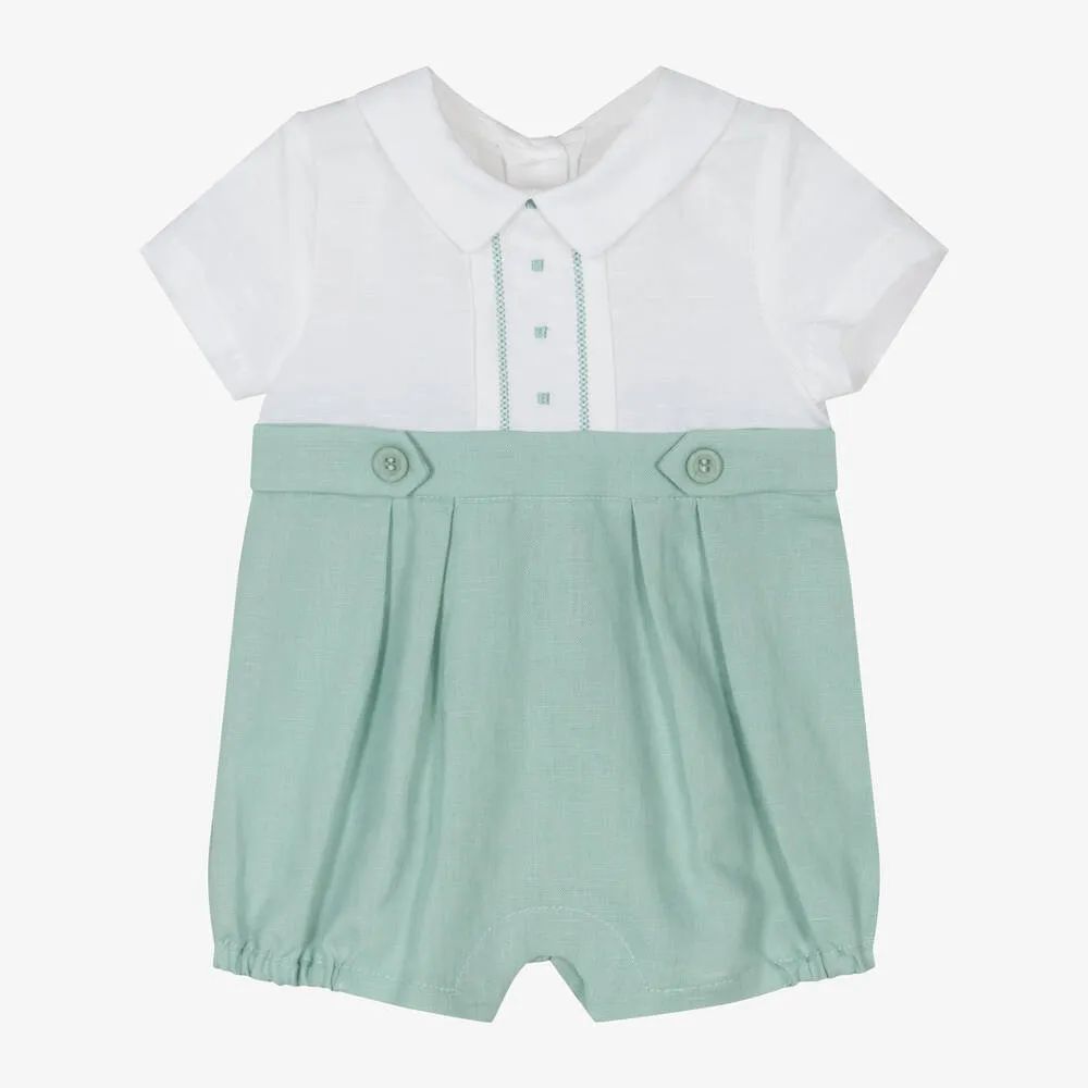 Baby Boys Green Linen & Cotton Shortie