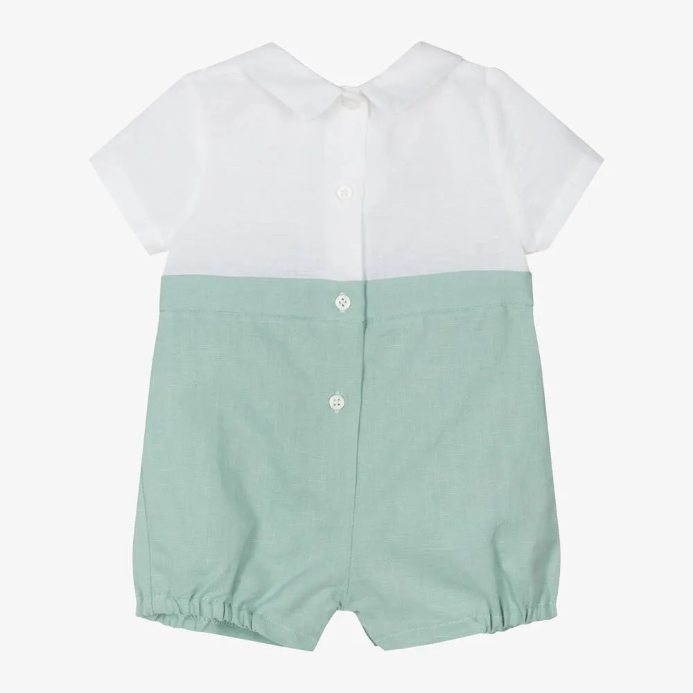 Baby Boys Green Linen & Cotton Shortie