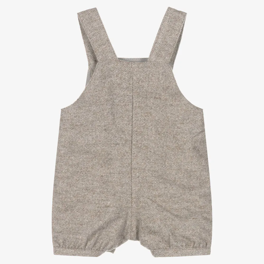 Baby Boys Grey Cotton Dungaree Shorts