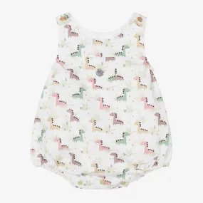 Baby Boys White Cotton Dinosaur Shortie