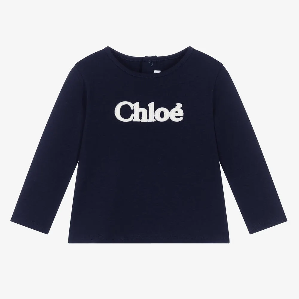 Baby Girls Navy Blue Organic Cotton Top