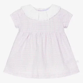 Baby Girls Pink Cotton Checked Dress