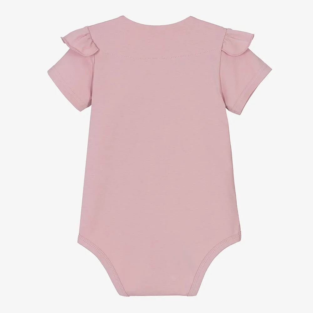 Baby Girls Pink Frill Cotton Bodysuit