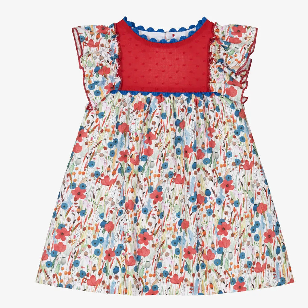 Baby Girls Red & White Cotton Dress