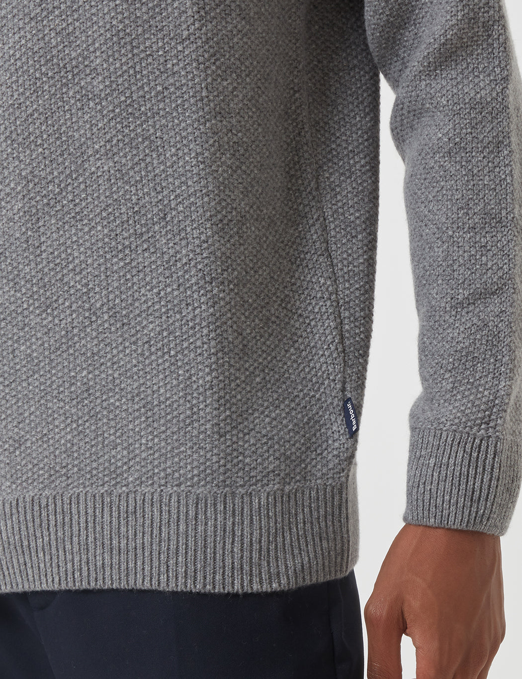 Barbour Crastill Cable Knit Sweatshirt - Grey Marl