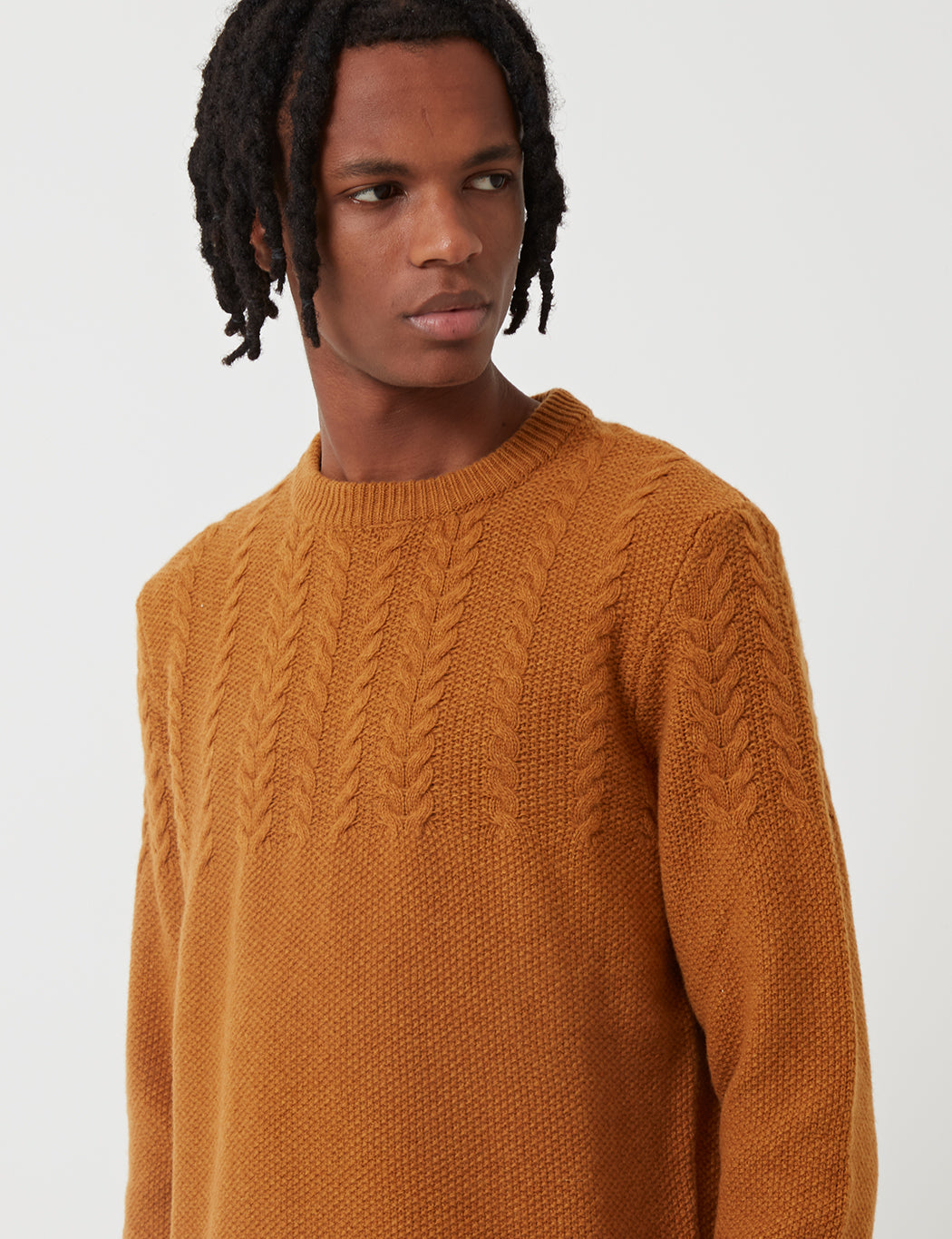 Barbour Crastill Cable Knit Sweatshirt - Mustard