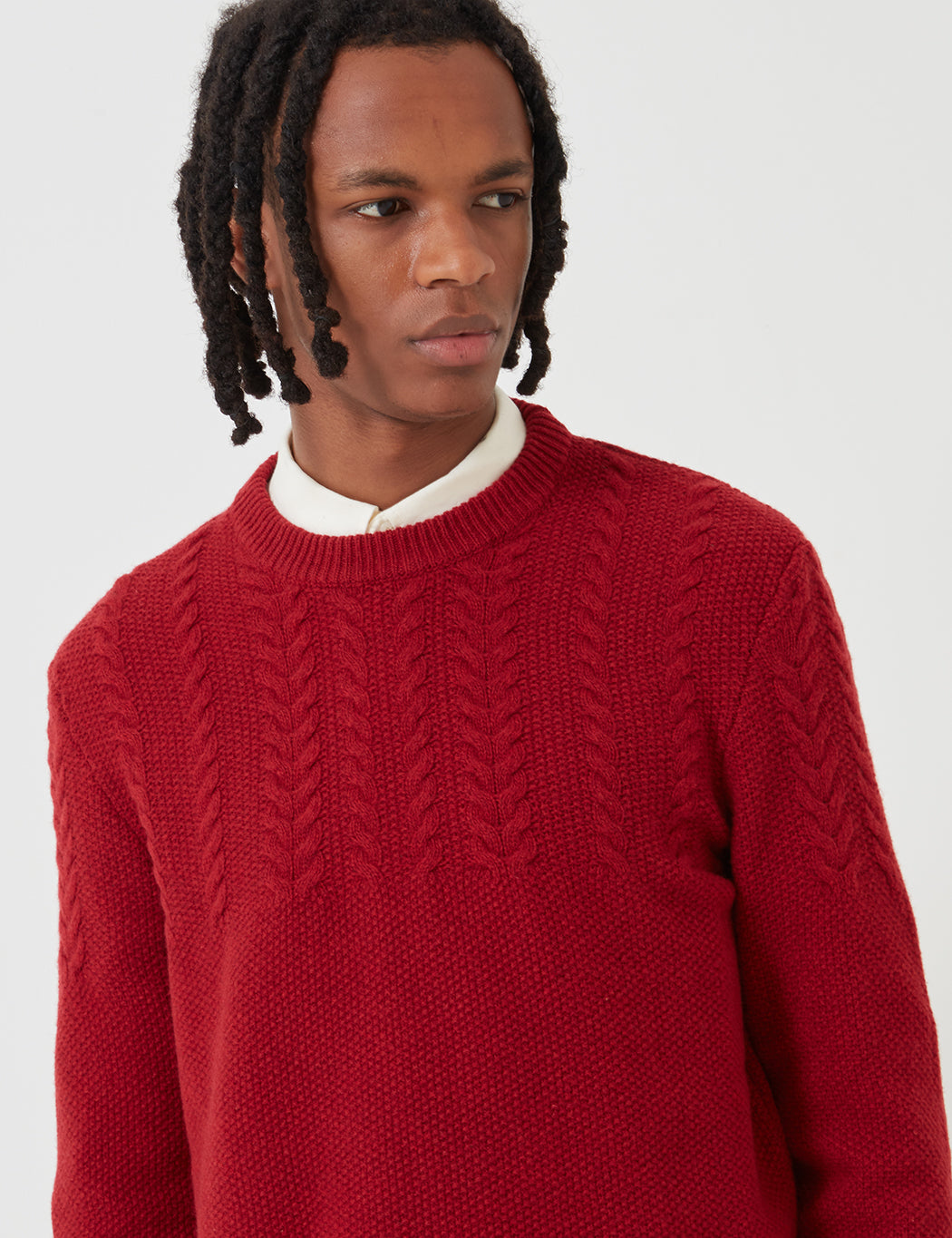 Barbour Crastill Cable Knit Sweatshirt - Rich Red