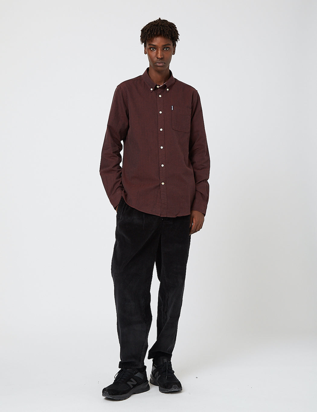 Barbour Herringbone Shirt (Melange Cotton) - Merlot