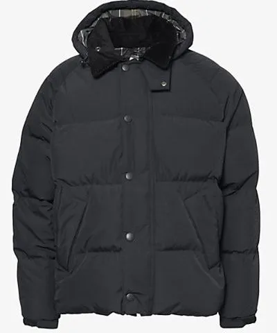 Barbour Mens Black Transport hooded regular-fit woven-down jacket