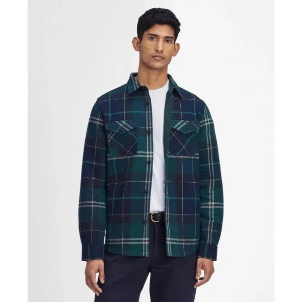 Barbour Mens Cannich Overshirt in Green Loch