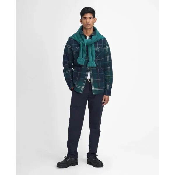 Barbour Mens Cannich Overshirt in Green Loch