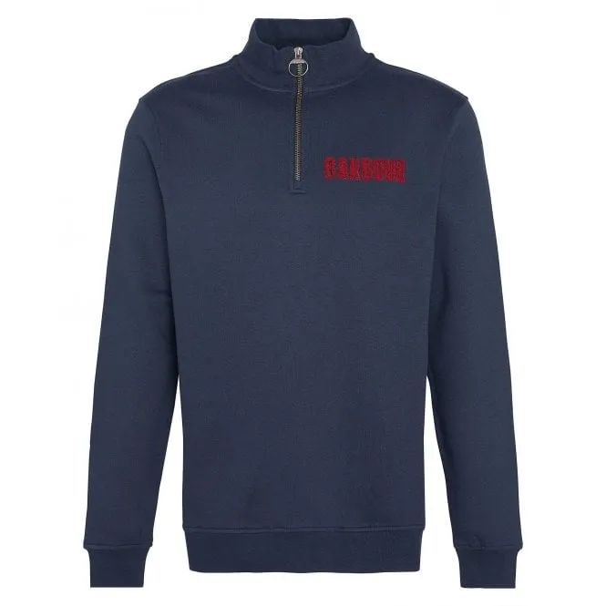 Barbour Mens Cotes Half Zip Sweatshirt in Navy