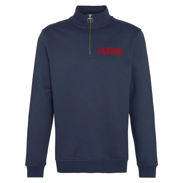 Barbour Mens Cotes Half Zip Sweatshirt in Navy