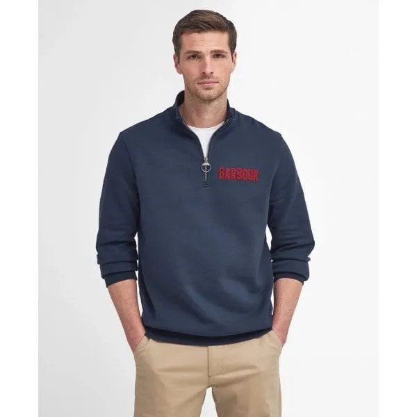 Barbour Mens Cotes Half Zip Sweatshirt in Navy