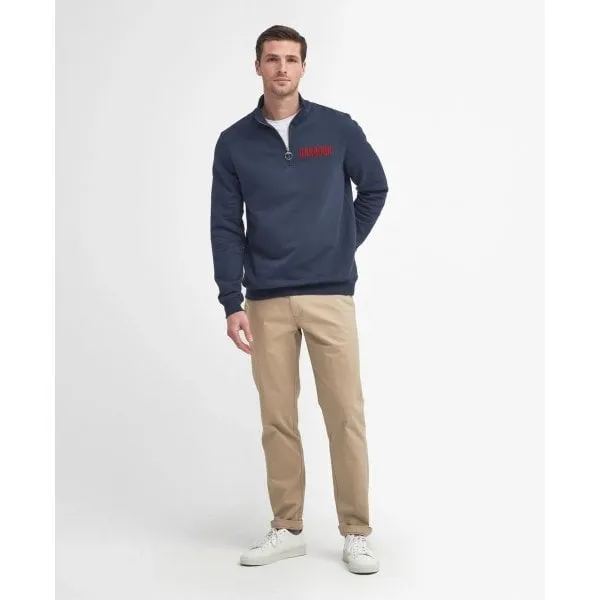 Barbour Mens Cotes Half Zip Sweatshirt in Navy