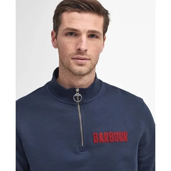 Barbour Mens Cotes Half Zip Sweatshirt in Navy