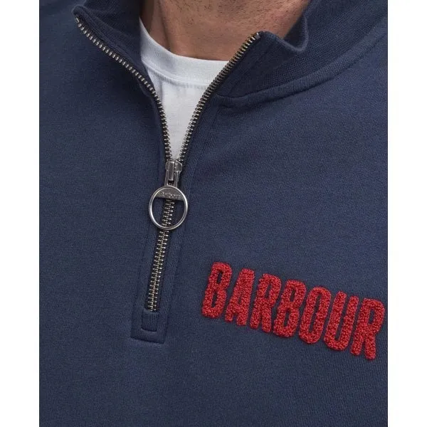 Barbour Mens Cotes Half Zip Sweatshirt in Navy