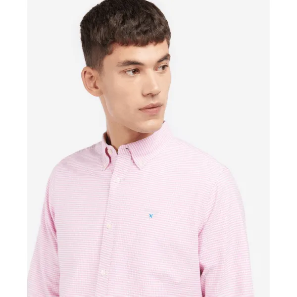 Barbour Mens Gingham Oxford Tailored Shirt in Pink