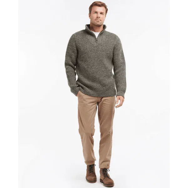 Barbour Mens New Tyne Half Zip Jumper in Derby Tweed