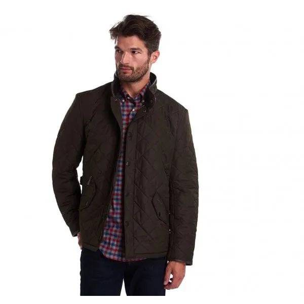 Barbour Mens Powell Quilted Jacket in Olive