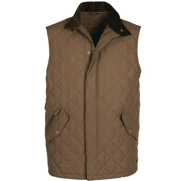 Barbour Mens Shoveler Gilet in Dark Olive