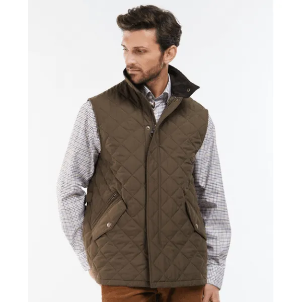 Barbour Mens Shoveler Gilet in Dark Olive