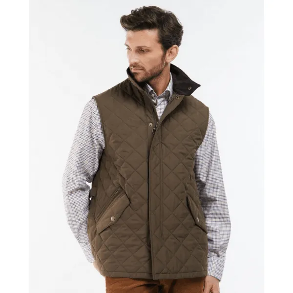 Barbour Mens Shoveler Gilet in Dark Olive