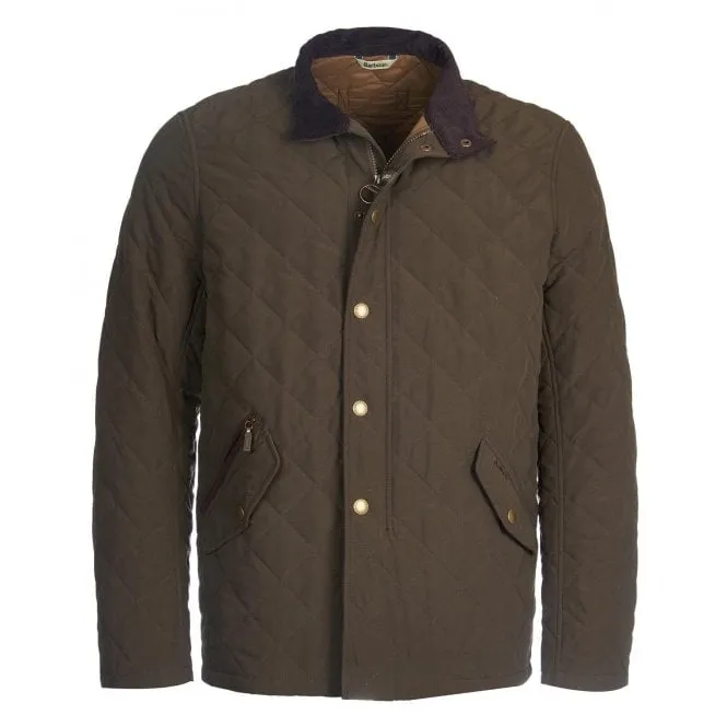 Barbour Mens Shoveler Quilted Jacket in Dark Olive