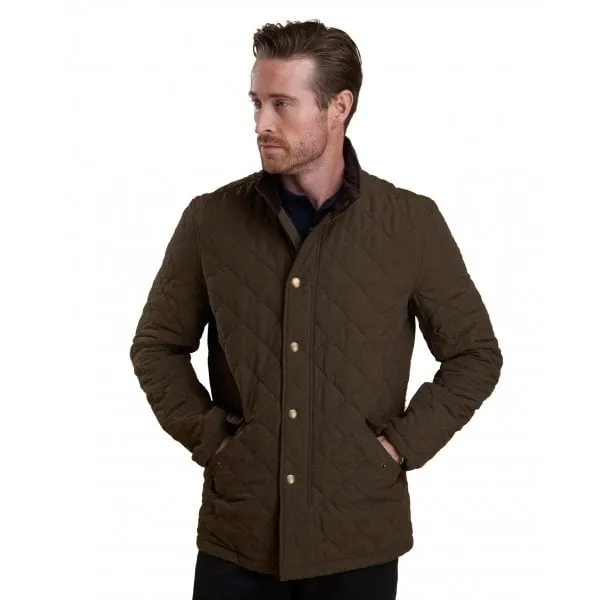 Barbour Mens Shoveler Quilted Jacket in Dark Olive