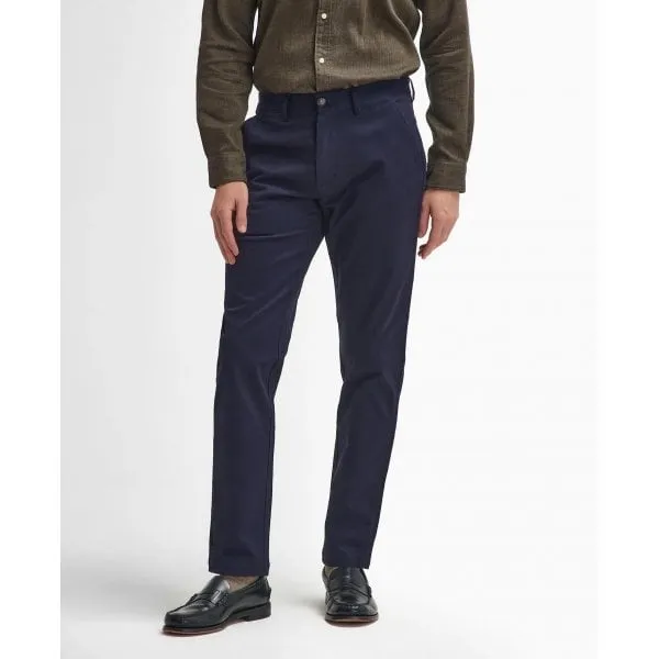 Barbour Mens Suede Sateen Tailored Fit Trouser in Dark Navy