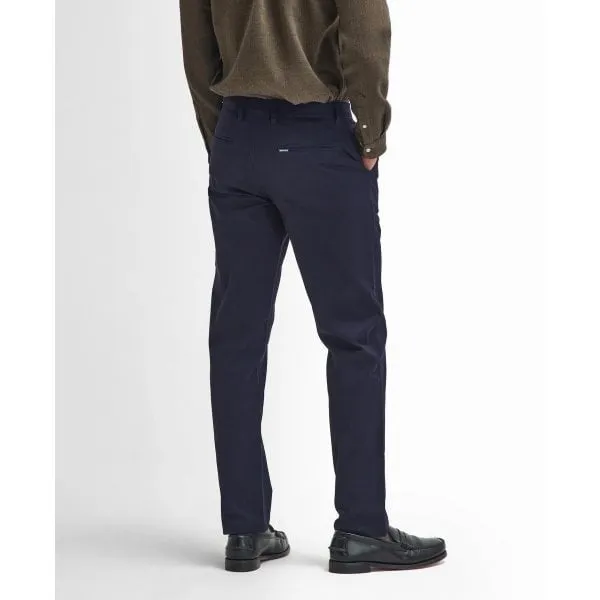 Barbour Mens Suede Sateen Tailored Fit Trouser in Dark Navy