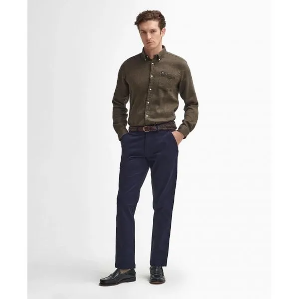 Barbour Mens Suede Sateen Tailored Fit Trouser in Dark Navy