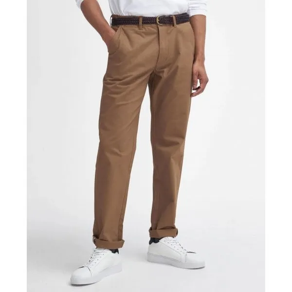 Barbour Mens Suede Sateen Tailored Fit Trouser in Sandstone