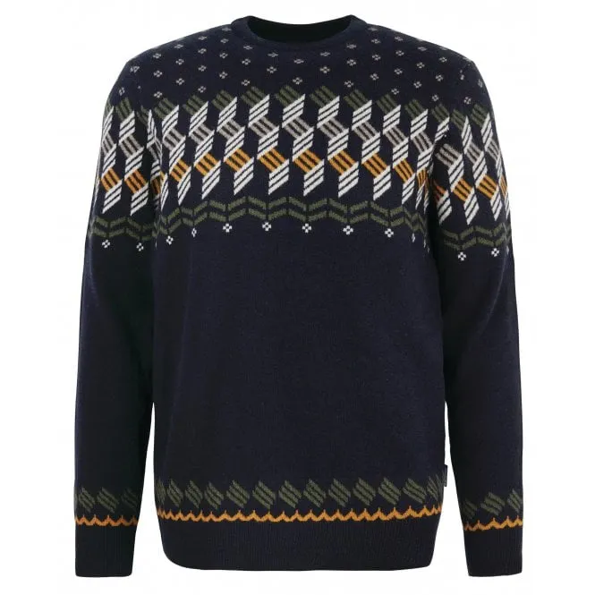 Barbour Mens Tursdale Fairisle Crewneck in Navy