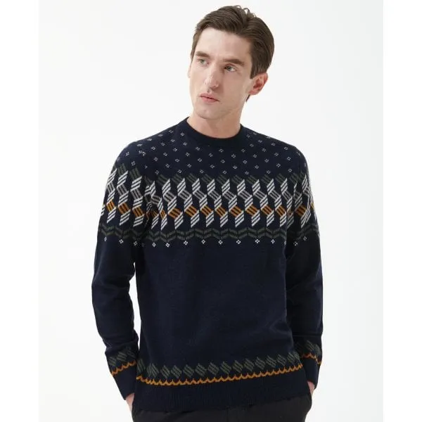 Barbour Mens Tursdale Fairisle Crewneck in Navy