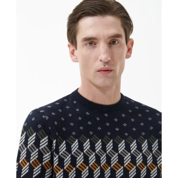 Barbour Mens Tursdale Fairisle Crewneck in Navy