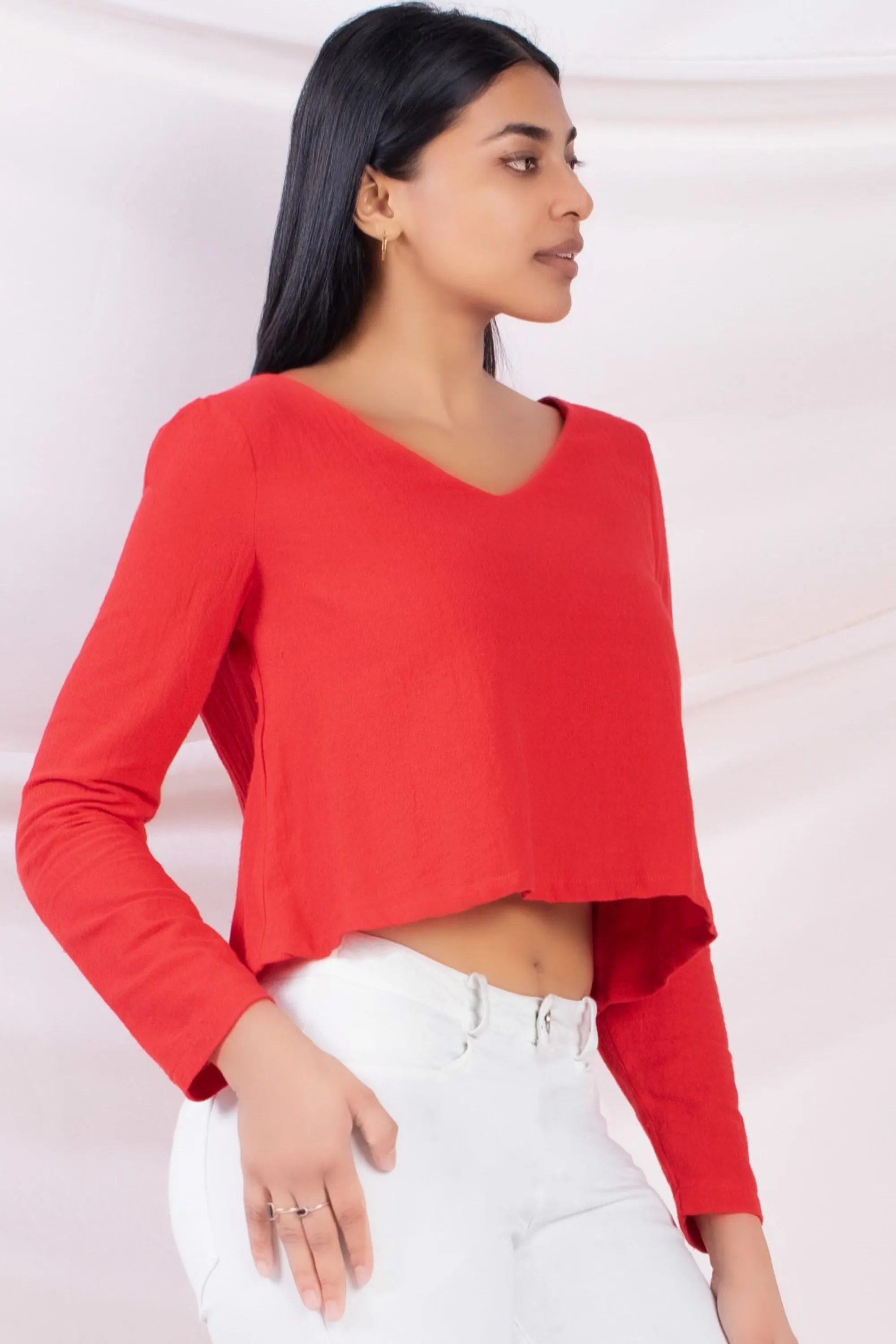 Bell Cut Long Sleeve Top