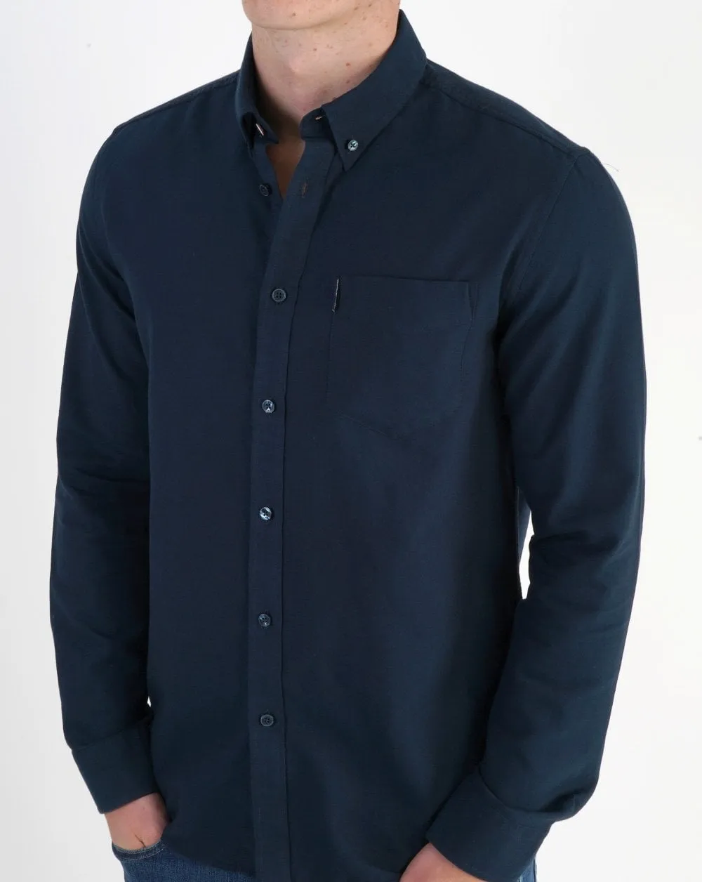 Ben Sherman Long Sleeved Oxford Shirt in Navy