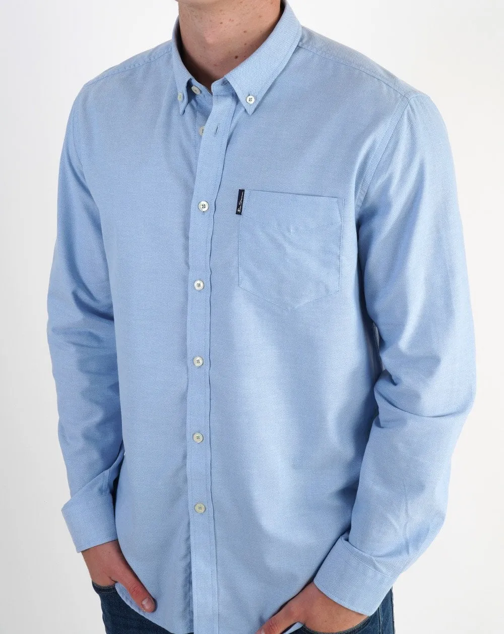 Ben Sherman Long Sleeved Oxford Shirt in Sky