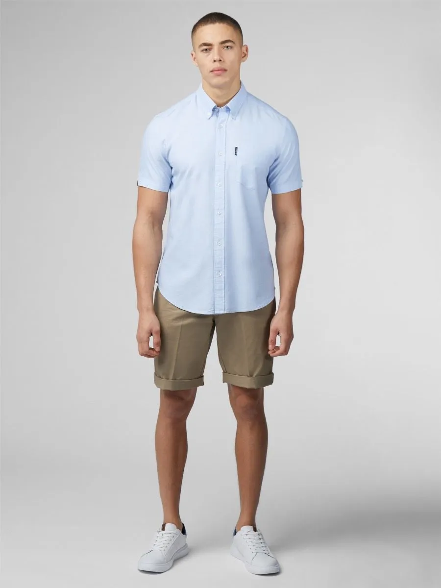 Ben Sherman Short Sleeve Button Down Oxford Shirt Sky