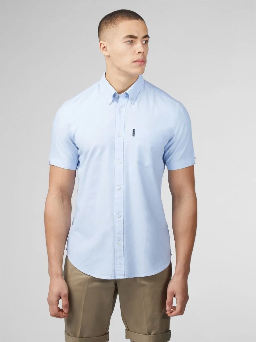 Ben Sherman Short Sleeve Button Down Oxford Shirt Sky