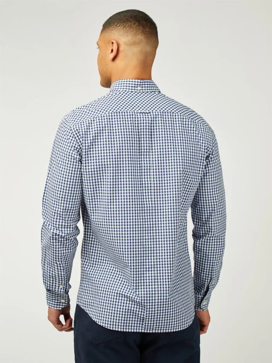 Ben Sherman Signature Long Sleeve Gingham Check Shirt Dark Blue